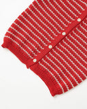 Kırmızı Çizgili Düğmeli Yelek