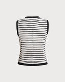 Siyah Çizgili Düğmeli Yelek