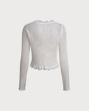 Beyaz Tek Düğmeli Hırka