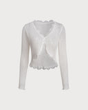 Beyaz Tek Düğmeli Hırka