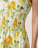 Sueña™ Yeşil Çiçekli Kayık Yaka Mini Elbise