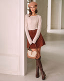 Kahverengi Kadife A Kesim Mini Etek