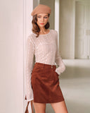 Kahverengi Kadife A Kesim Mini Etek