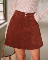 Kahverengi Kadife A Kesim Mini Etek