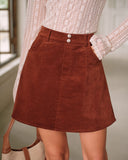 Kahverengi Kadife A Kesim Mini Etek