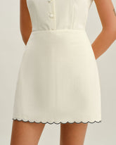 Sueña™ Beyaz Kontrast A Kesim Mini Etek