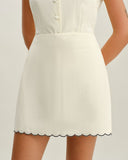 Sueña™ Beyaz Kontrast A Kesim Mini Etek