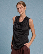 Sueña™ Siyah Kapşonlu Yakalı Tank Top