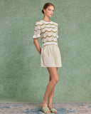 Sueña™ Bej Lastikli Bel Cepli Keten Şort