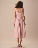 Sueña™ Kadın Pembe Kayık Yaka Kolsuz Lyocell Midi Elbise