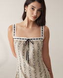 Sueña™ Kayısı Çizgili Slip Maxi Elbise