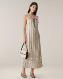 Sueña™ Kayısı Çizgili Slip Maxi Elbise