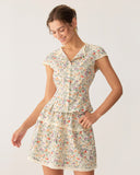 Sueña™ Yuvarlak Yaka Çiçek Düğmeli Bluz