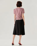 Sueña™ Kırmızı Ekose Kolları Kabarık V Yaka Bluz