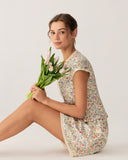 Sueña™ Yuvarlak Yaka Çiçek Düğmeli Bluz