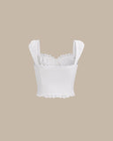 Sueña Beyaz Dantelli Kısa Bluz