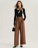 Karamel Doğal Bel Düz Günlük Pantolon