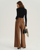 Karamel Doğal Bel Düz Günlük Pantolon