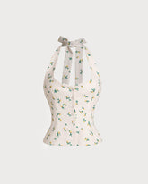 Sueña™ Bej Çiçekli Boyundan Bağlamalı Cami Üst