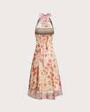 Sueña™ Kırmızı Çiçekli Kıvrımlı Askılı Uzun Elbise