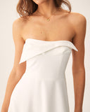 Sueña™ Beyaz Straplez Büzgülü Sırtı Açık Maxi Elbise