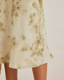 Sueña™ Yeşil Çiçekli Kıvrımlı Kolsuz Uzun Elbise