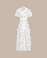 Sueña™ Beyaz Kesik Düğmeli Uzun Elbise