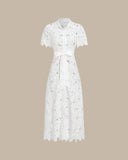 Sueña™ Beyaz Kesik Düğmeli Uzun Elbise