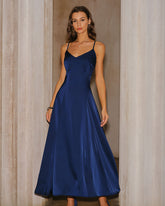 Lacivert A Kesim Uzun Elbise