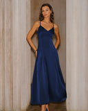 Lacivert A Kesim Uzun Elbise