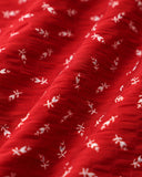 Sueña Kırmızı Çiçekli V Yaka Fırfırlı Maxi Elbise