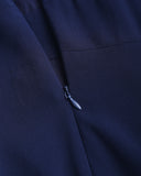 Lacivert V Yaka A Kesim Volanlı Uzun Elbise