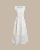 Sueña™ Kayısı U Yaka Jakarlı Kolsuz Midi Elbise