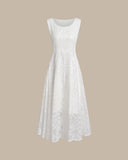 Sueña™ Kayısı U Yaka Jakarlı Kolsuz Midi Elbise