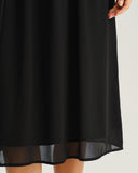 Siyah Yuvarlak Yaka A Kesim Kolsuz Midi Elbise