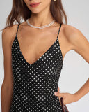 Siyah Puantiyeli Midi Elbise