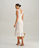 Sueña™ Bej Puantiyeli V Yaka Midi Elbise