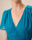 Sueña Kadın Mavi V Yaka Anvelop Midi Elbise