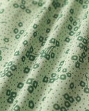 Sueña™ Yeşil Çiçekli Kare Yaka Kabarık Kollu Midi Elbise