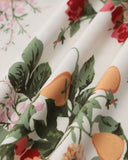 Sueña™ Yeşil Çiçekli Büzgülü Kare Yaka Midi Elbise