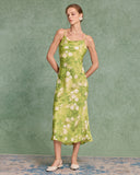 Sueña™ Yeşil Çiçekli A Kesim Midi Elbise