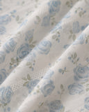 Sueña™ Mavi Çiçekli Kabarık Kol Midi Elbise