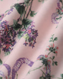 Sueña Pembe Çiçekli Kalp Yaka Midi Elbise