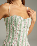 Yeşil Çizgili Slip Midi Elbise