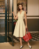 Sueña™ Kayısı Düğmeli Kolsuz Midi Elbise