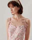 Sueña™ Pembe Çiçekli Büzgülü Slip Midi Elbise