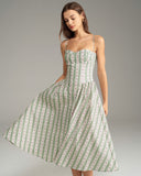 Yeşil Çizgili Slip Midi Elbise