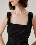 Sueña™ Siyah Fırfırlı Dantelli Slip Midi Elbise