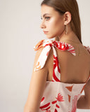 Sueña™ Bettydress-Kırmızı Çiçekli Kravat Askılı Mini Elbise