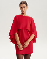 Beyaz Yarasa Kollu Mini Elbise